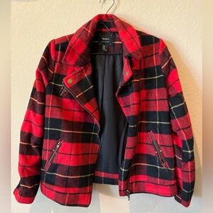 FOREVER 21 Gently used red plaid Moto jacket